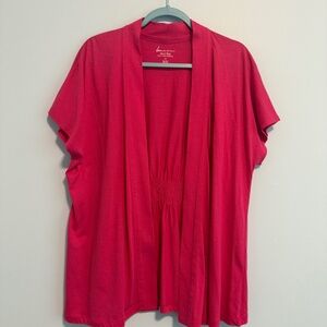Lane Bryant‎ Women’s Cotton Blend Hot Pink Short Sleeve Top Cardigan Size 14 New